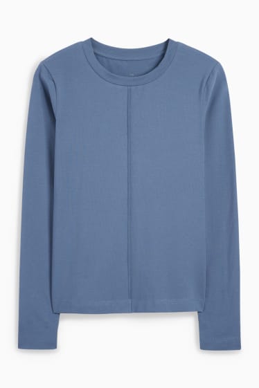 Damen - Basic-Langarmshirt - dunkelblau