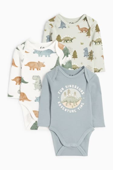 Baby Buben - Multipack 3er - Dino - Baby-Body - mintgrün