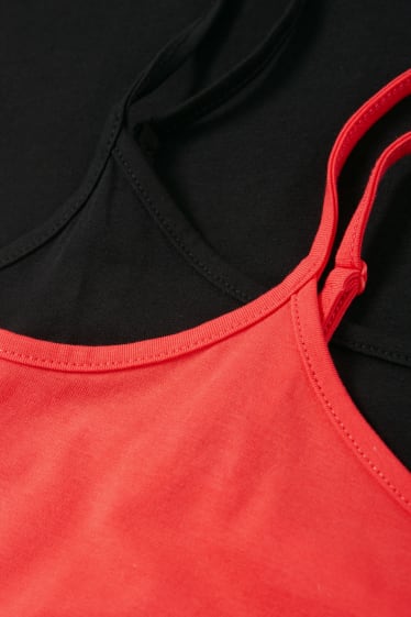 Damen - Multipack 2er - Basic-Top - rot / schwarz
