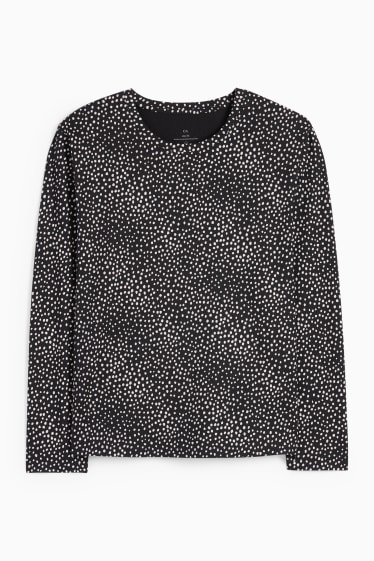 Dona - Samarreta de màniga llarga - de piquets - negre
