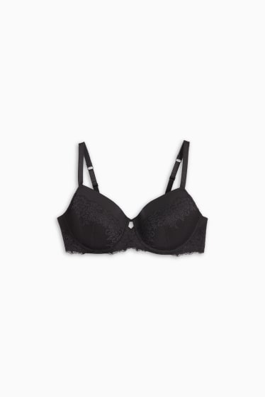 Femei - Sutien cu armătură - DEMI - vătuit - negru