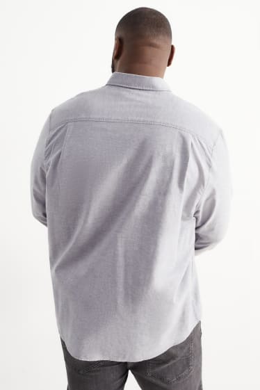 Hommes - Chemise oxford - regular fit - col button-down - gris