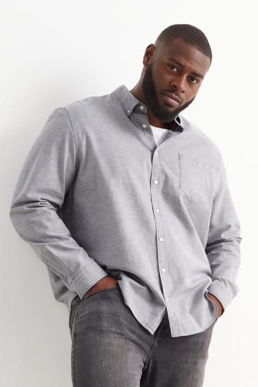 Hommes - Chemise oxford - regular fit - col button-down - gris