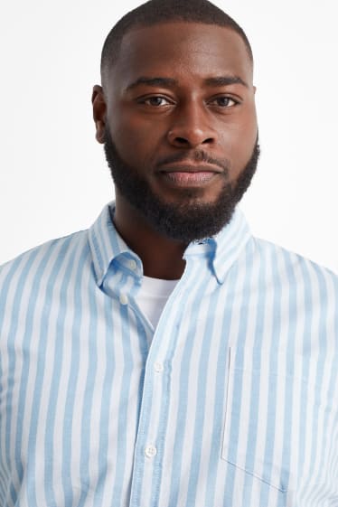 Men - Oxford shirt - regular fit - button-down collar - striped - white / light blue