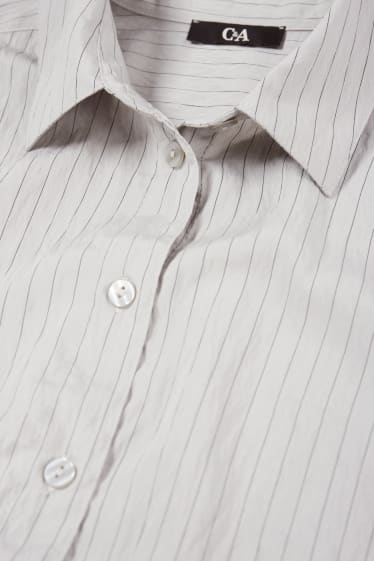 Dames - Blouse - krijtstrepen - lichtgrijs