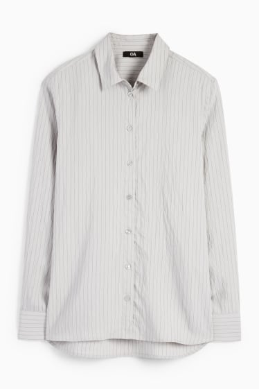 Dames - Blouse - krijtstrepen - lichtgrijs