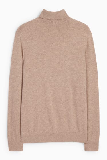 Hommes - Pull en cachemire à col roulé - marron clair