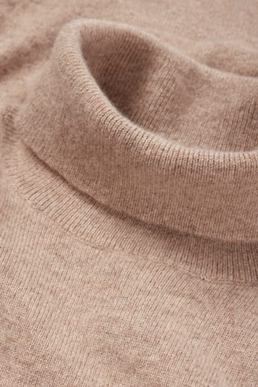 Hommes - Pull en cachemire à col roulé - marron clair