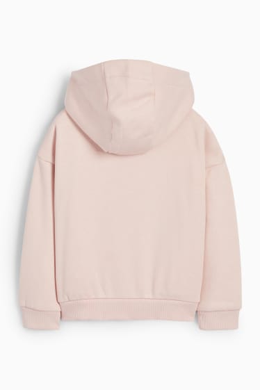 Enfants filles - Cœur - Sweat zippé en molleton avec capuche - rose