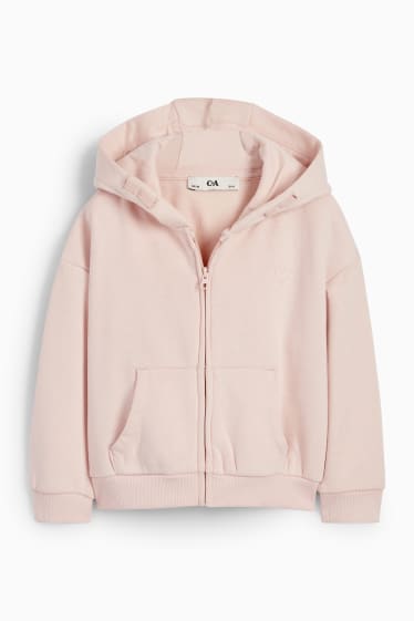Enfants filles - Cœur - Sweat zippé en molleton avec capuche - rose