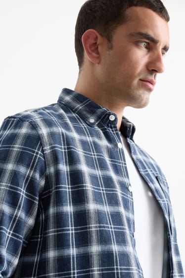 Herren - Hemd - Regular Fit - Button-down - kariert - dunkelblau