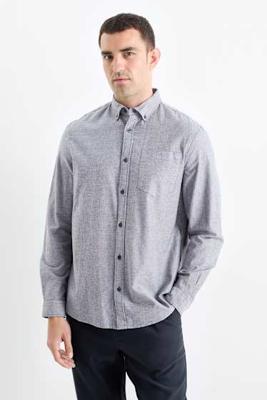 Herren - Hemd - Regular Fit - Button-down - grau