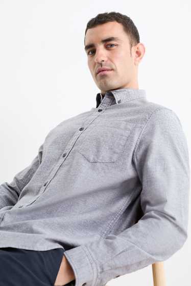 Herren - Hemd - Regular Fit - Button-down - grau