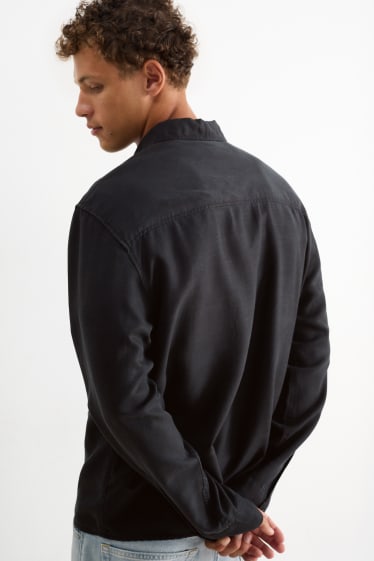 Uomo - Camicia - relaxed fit - collo all'italiana - nero