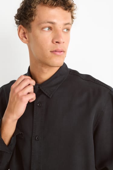 Uomo - Camicia - relaxed fit - collo all'italiana - nero