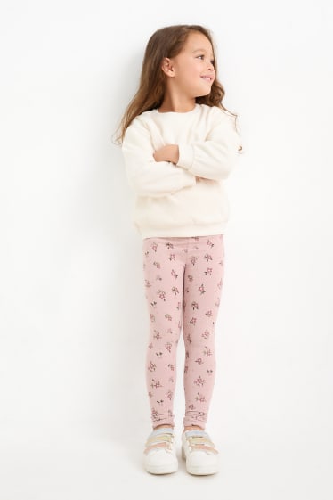 Kinderen: meisjes - Set van 5 - bloemen - thermolegging - roze