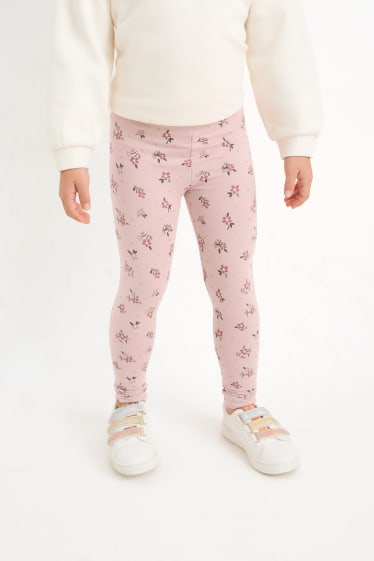 Kinderen: meisjes - Set van 5 - bloemen - thermolegging - roze