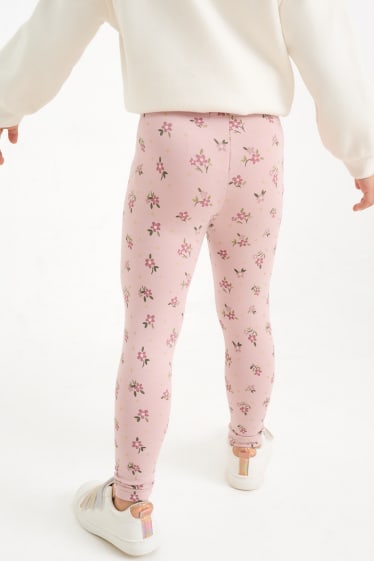 Kinderen: meisjes - Set van 5 - bloemen - thermolegging - roze