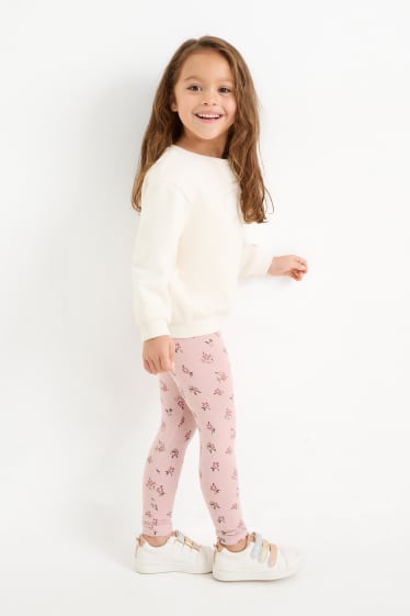 Kinderen: meisjes - Set van 5 - bloemen - thermolegging - roze