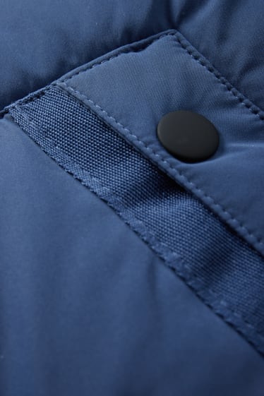 Děti - chlapci - Prošívaná vesta s kapucí - z vodoodpudivého materiálu - tmavomodrá