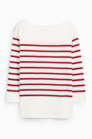 Donna - Maglia a maniche lunghe - a righe - bianco / rosso