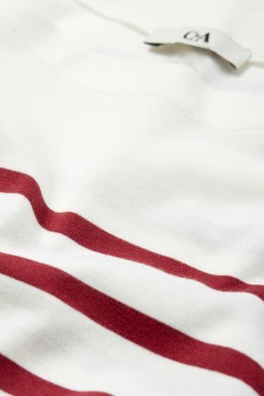 Donna - Maglia a maniche lunghe - a righe - bianco / rosso