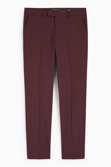 Hommes - Pantalon de costume - regular fit - Flex - 4 Way Stretch - bordeaux