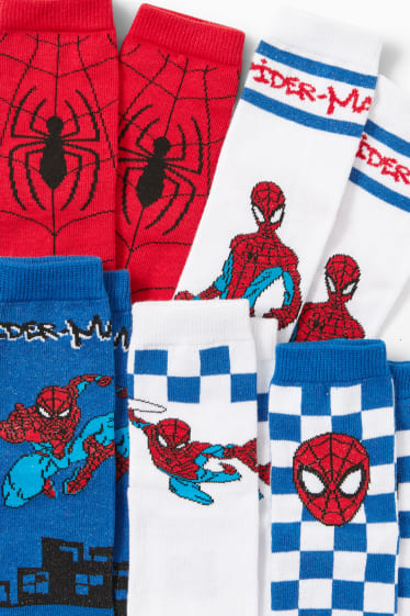 Kinderen: jongens - Set van 5 paar - Spider-Man - sokken met motief - rood / blauw