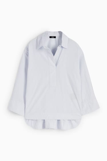 Damen - Popeline-Bluse - gestreift - hellblau