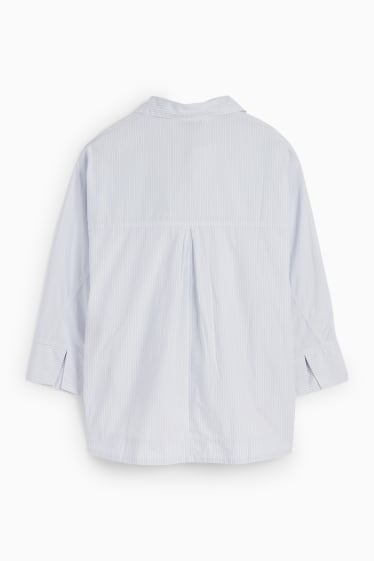 Damen - Popeline-Bluse - gestreift - hellblau