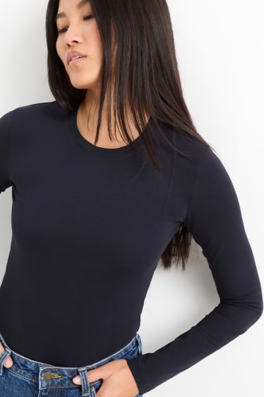 Donna - Maglia a maniche lunghe basic - blu scuro