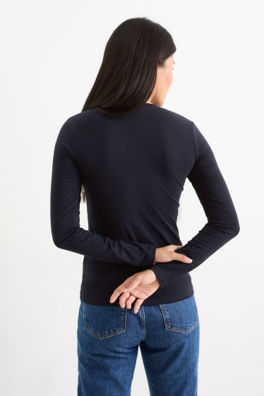 Donna - Maglia a maniche lunghe basic - blu scuro