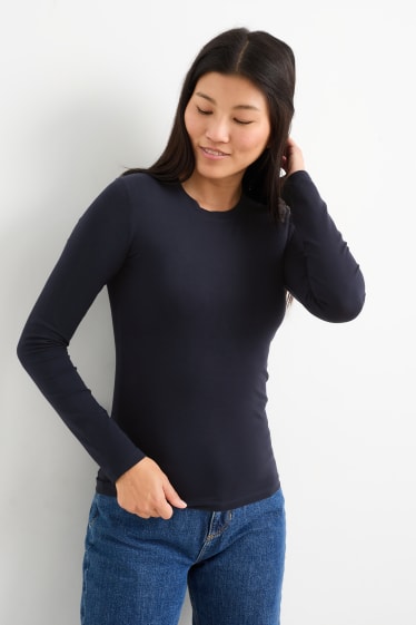 Donna - Maglia a maniche lunghe basic - blu scuro