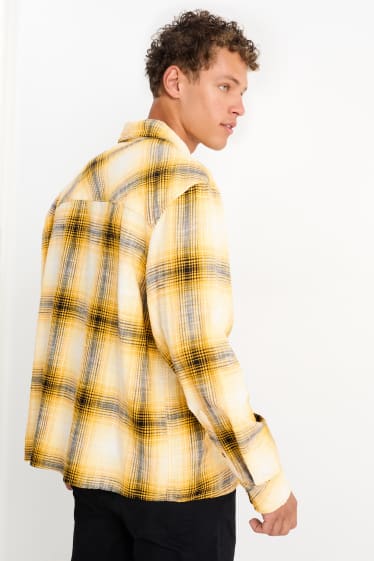 Heren - Overhemd - relaxed fit - kent - geruit - geel