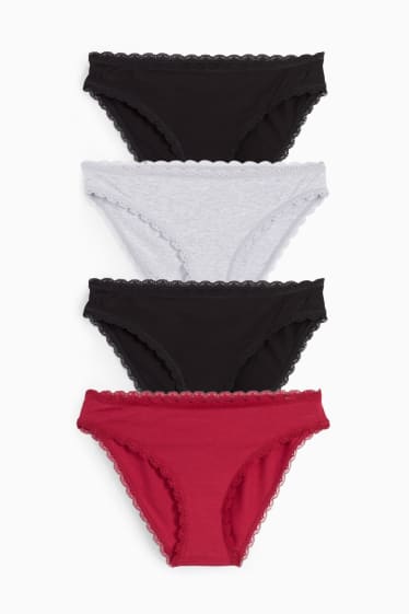 Dames - Set van 4 - slip - grijs