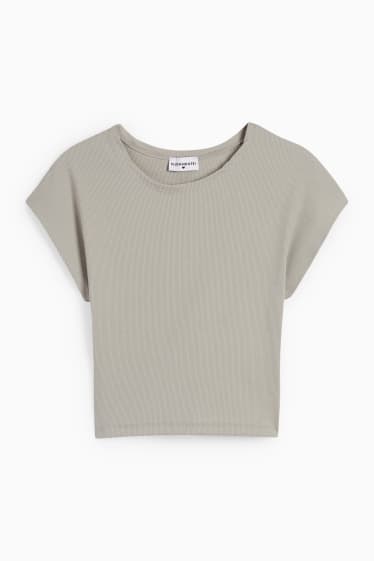 Kobiety - Krótki T-shirt - jasnoszary