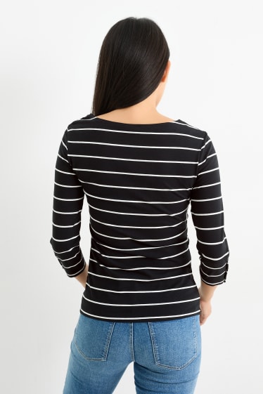 Donna - Maglia a maniche lunghe - a righe - nero