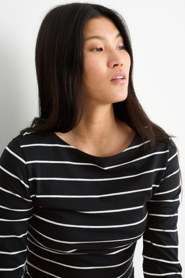 Donna - Maglia a maniche lunghe - a righe - nero