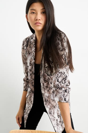 Women - Long blazer - relaxed fit - patterned - gray