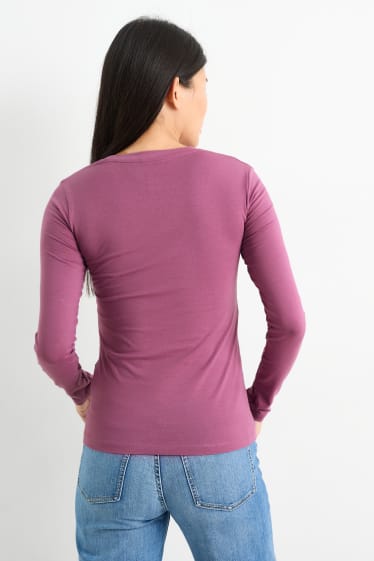 Donna - Maglia a maniche lunghe basic - viola