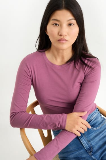 Donna - Maglia a maniche lunghe basic - viola