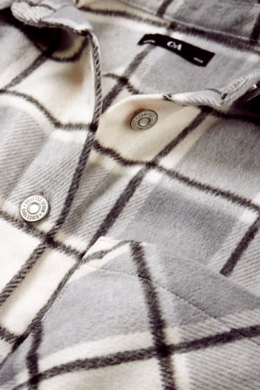 Children Girls - Flannel shacket - check - gray