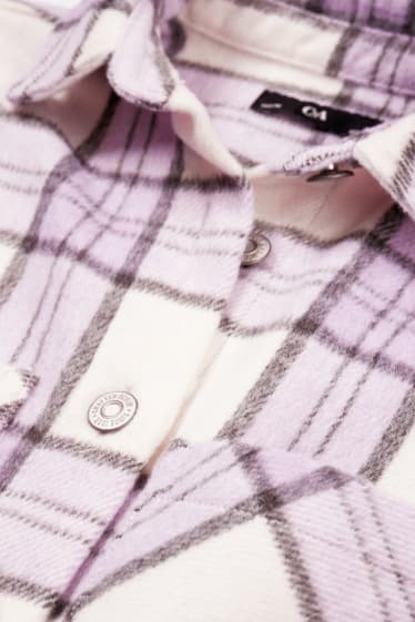 Kinder Mädchen - Flanell-Shacket - kariert - violett