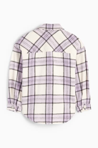 Kinder Mädchen - Flanell-Shacket - kariert - violett