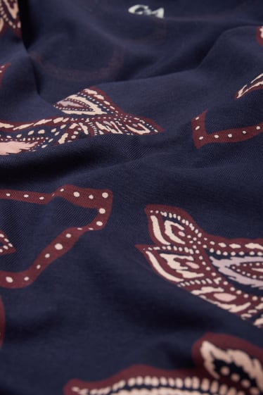 Femmes - Chemise de nuit - à fleurs - bleu foncé