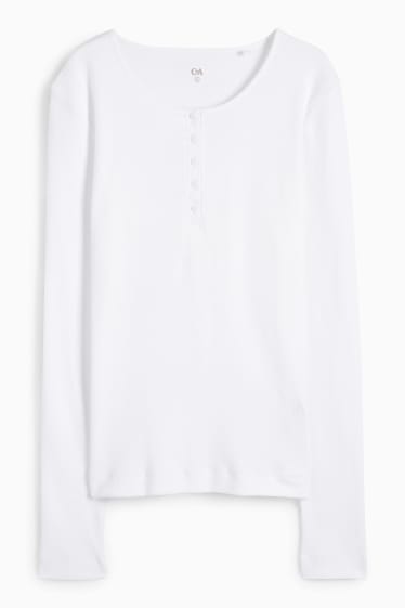 Damen - Henley Shirt - weiß