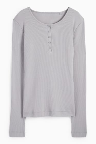 Donna - Maglia con collo serafino - grigio chiaro