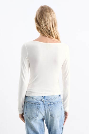 Damen - Langarmshirt - cremeweiß