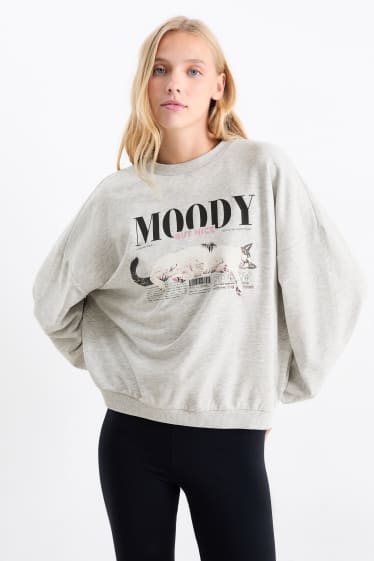 Damen - Sweatshirt - hellgrau-melange