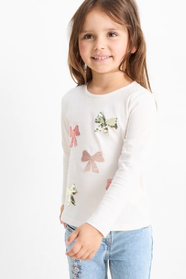 Bambine - Fiocchi - set - maglia a maniche lunghe e cardigan - 2 pezzi - rosa / beige